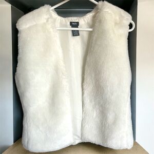Elegant Faux Fur White Vest Jacket, Women’s Sz XL